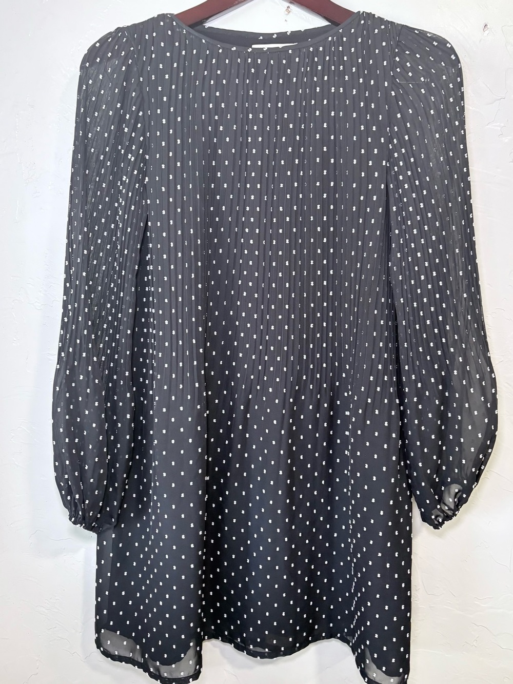 Maje Black Polka Dot Long Sleeve Dress